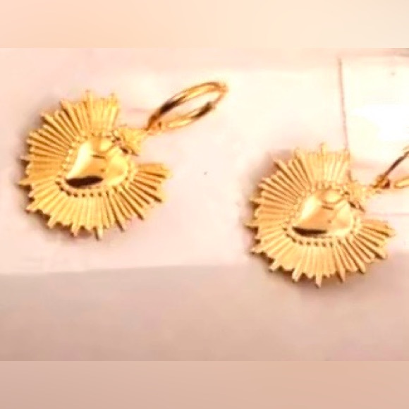 “Sacred Heart” Fiery Floral Radiating Bursting Jesus Mary Catholic Steel Earring - Picture 5 of 11